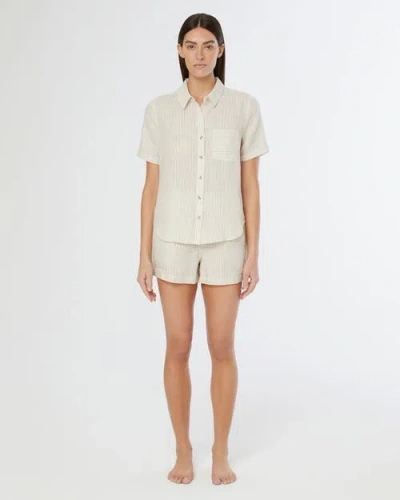 Onia Air Linen Elastic Drawstring Short In Gray