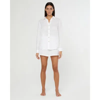 Onia Air Linen Elastic Drawstring Short In White