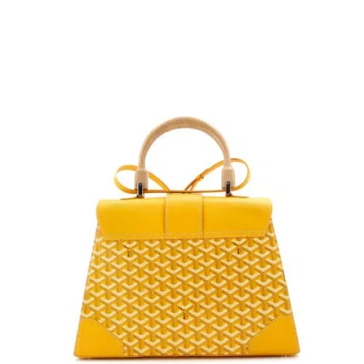 Pre-owned Goyard  Goyard Saigon Top Handle Bag Coated Canvas With Leather Mm In Yellow