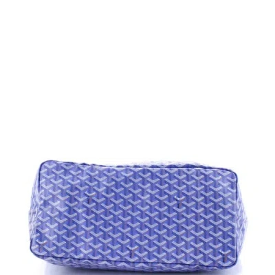 Pre-owned Goyard  Goyard Saint Louis Reversible Tote Coated Canvas And Printed Canvas Gm In Blue