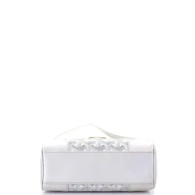 Pre-owned Goyard  Goyard Saigon Top Handle Bag Coated Canvas With Leather Mini In White