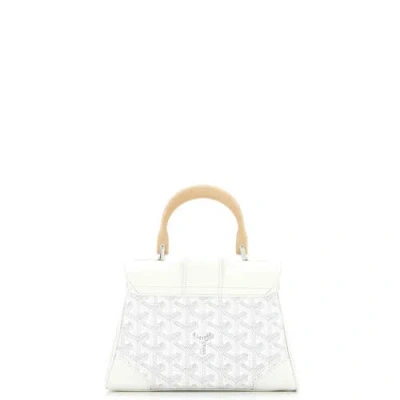 Pre-owned Goyard  Goyard Saigon Top Handle Bag Coated Canvas With Leather Mini In Neutral