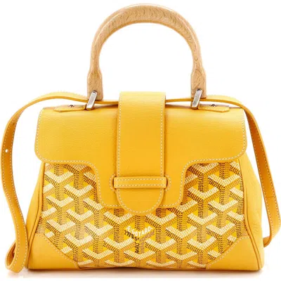 Pre-owned Goyard  Goyard Saigon Top Handle Bag Coated Canvas With Leather Mini In Yellow