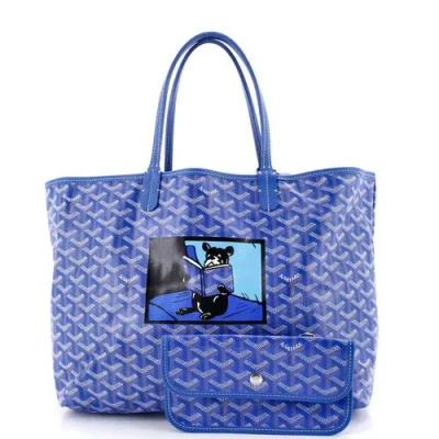 Pre-owned Goyard  Goyard Artois Tote Printed Coated Canvas Pm In Blue