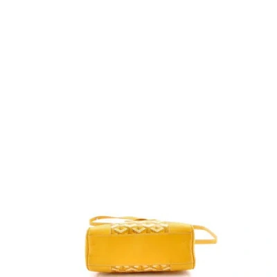 Pre-owned Goyard  Goyard Saigon Top Handle Bag Coated Canvas With Leather Mini In Yellow