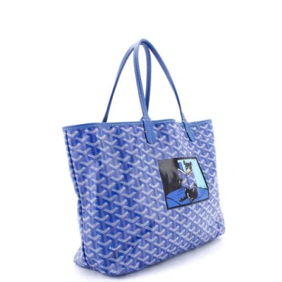 Pre-owned Goyard  Goyard Artois Tote Printed Coated Canvas Pm In Blue