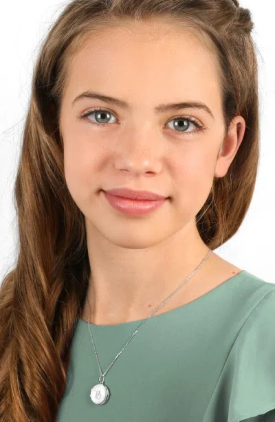 Tiny Blessings Girls' Sterling Silver Round Locket & Engraved Initial 14-16 Necklace - Children In Silver