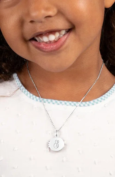 Tiny Blessings Girls' Sterling Silver Round Locket & Engraved Initial 14-16 Necklace - Children In Silver