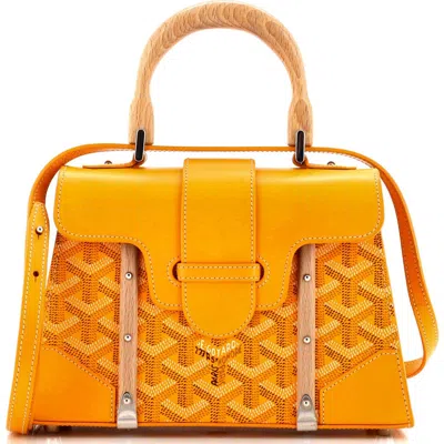 Pre-owned Goyard  Goyard Structured Saigon Top Handle Bag Coated Canvas With Leather Mini In Yellow