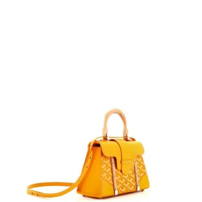 Pre-owned Goyard  Goyard Structured Saigon Top Handle Bag Coated Canvas With Leather Mini In Yellow