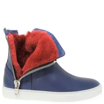 Madison Maison Leather Double Zip Shearling Boot In Multi