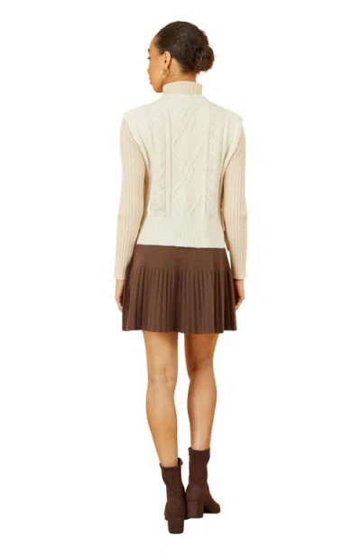 Yumi Floral Cable Knit Side Tie Pullover In White