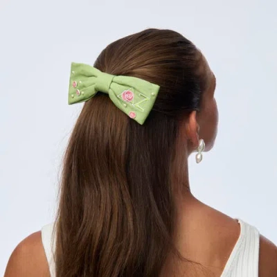 Lele Sadoughi Delta Zeta Riley Bow In Green