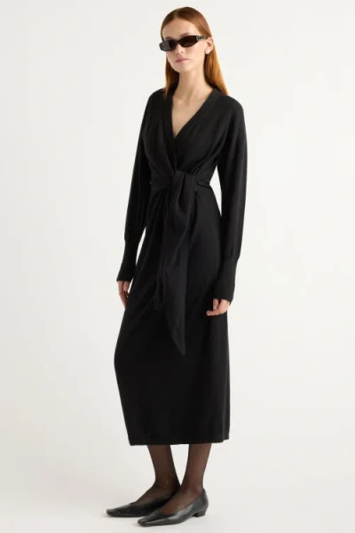 Modern Citizen Linden Front-wrap Sweater Dress In Black