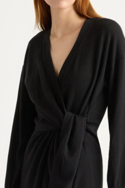 Modern Citizen Linden Front-wrap Sweater Dress In Black
