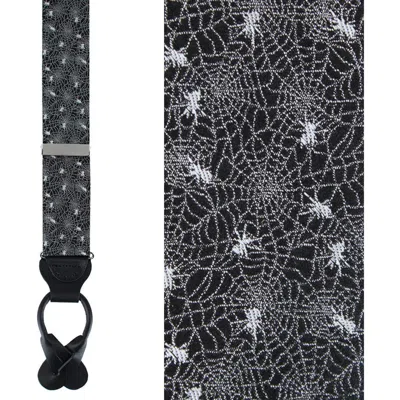Trafalgar Venom Spider Web Motif Novelty Silk Button End Suspenders In Brown