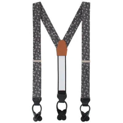 Trafalgar Venom Spider Web Motif Novelty Silk Button End Suspenders In Brown