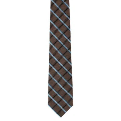 Trafalgar Norbert Square Patterned Business Silk Necktie In Brown