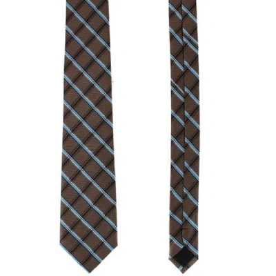 Trafalgar Norbert Square Patterned Business Silk Necktie In Brown