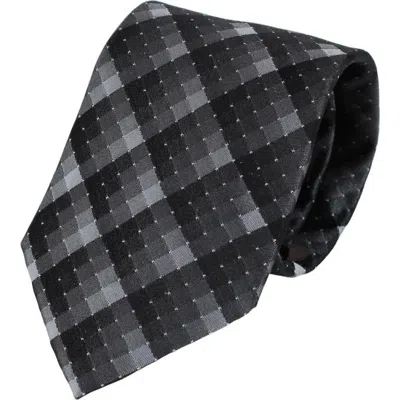 Trafalgar Falcon Grey And Silver Micro Square Business Silk Necktie In Brown