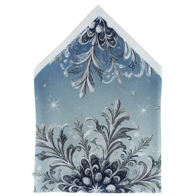 Trafalgar Clarence The Classy Snowflake Silk Holiday 12x12 Pocket Square In Blue