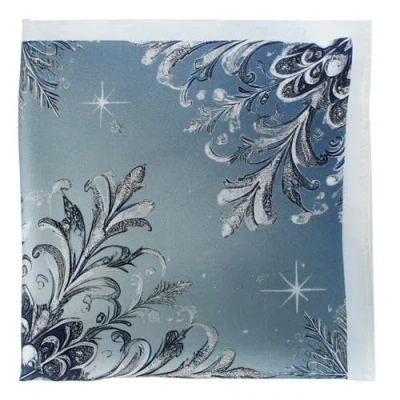 Trafalgar Clarence The Classy Snowflake Silk Holiday 12x12 Pocket Square In Blue