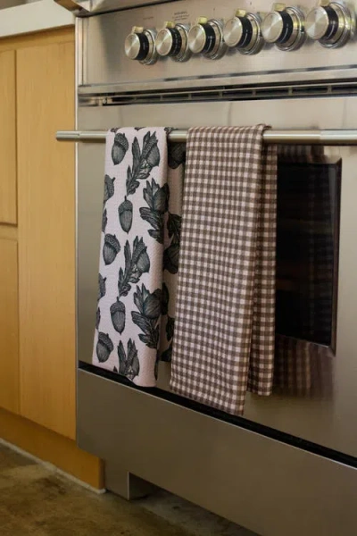 Geometry Kitchen Tea Towel Set In Brown