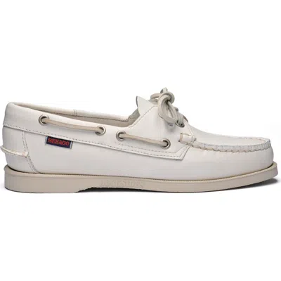 Sebago Dockside Portland Boat Shoes In White