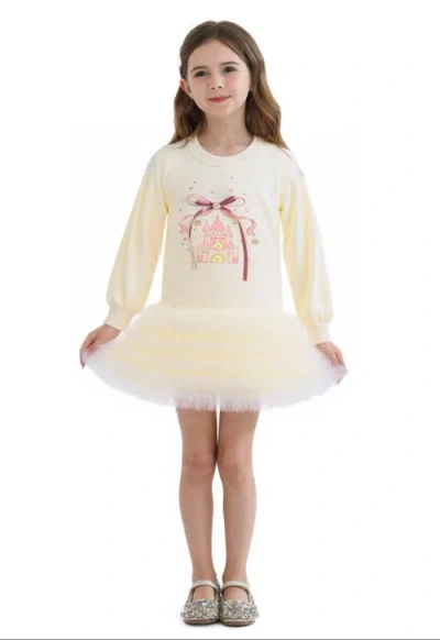 Mimi Tutu Ruffle Ribbon Dress In Sand
