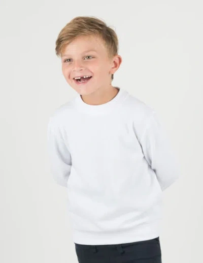Leveret Kids Pullover Sweatshirt, Long Sleeve, Solid Colors In White