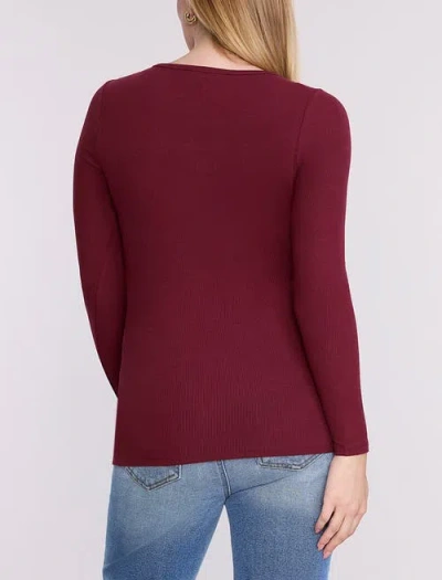 Motherhood Maternity Square Neck Rib Knit Long Sleeve Tee In Burgundy