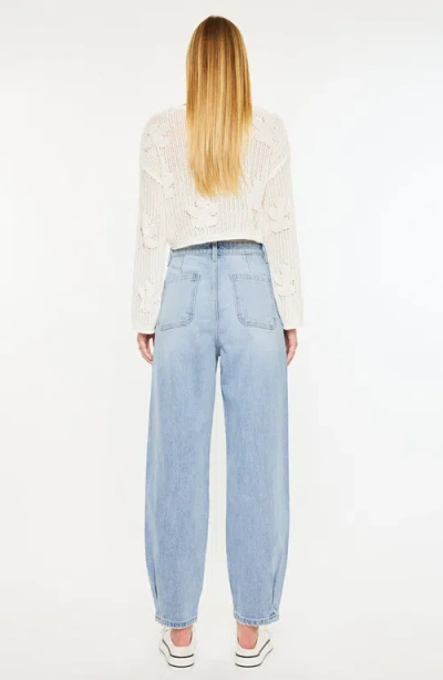 Kancan Women's Ultra High Rise Wide Tapered Fit Pull On Jeans In Blue