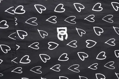 Dolce & Gabbana Black Heart Print Hooded Windbreaker Jacket In Black
