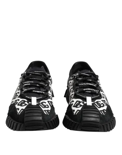 Pre-owned Dolce & Gabbana Black Logo Lace Up Low Top Ns1 Sneakers Men's Shoes () In Multi