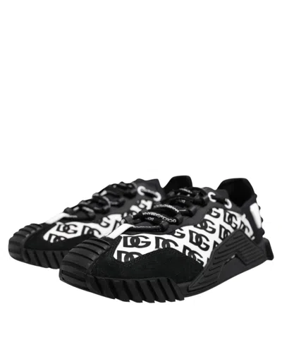 Pre-owned Dolce & Gabbana Black Logo Lace Up Low Top Ns1 Sneakers Men's Shoes () In Multi