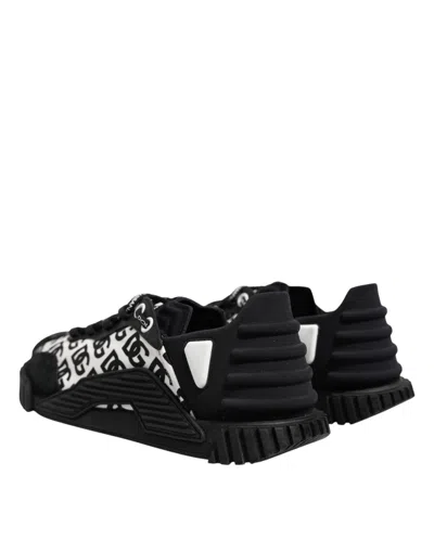 Pre-owned Dolce & Gabbana Black Logo Lace Up Low Top Ns1 Sneakers Men's Shoes () In Multi
