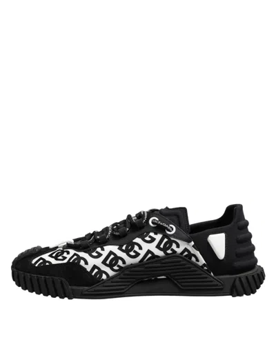 Pre-owned Dolce & Gabbana Black Logo Lace Up Low Top Ns1 Sneakers Men's Shoes () In Multi