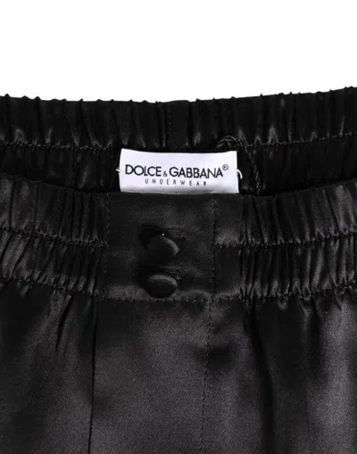 Dolce & Gabbana Black Silk Satin Elastic Men Boxer Short Swimwear In Black