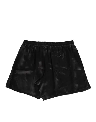 Dolce & Gabbana Black Silk Satin Elastic Men Boxer Short Swimwear In Black