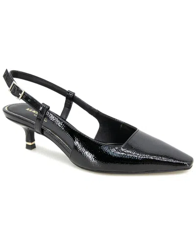Kenneth Cole New York Martha Womens Leather Kitten Slingback Heels In Black