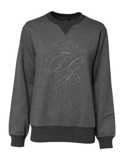 Dolce & Gabbana Gray Dg Logo Embroidered Pullover Sweater In Gray
