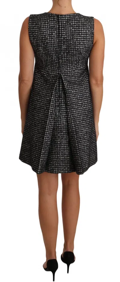 Dolce & Gabbana Gray Tulip Embroidered A-line Shift Dress In Black