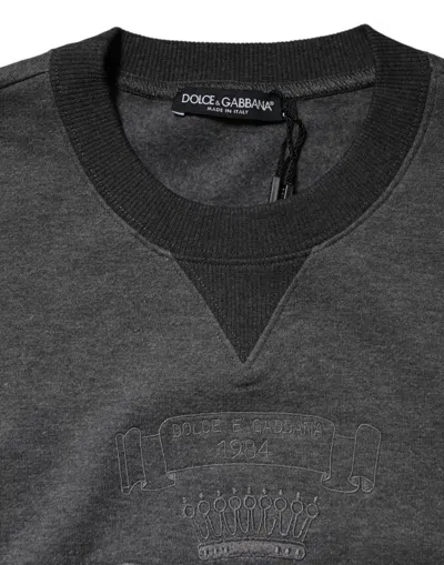 Dolce & Gabbana Gray Dg Logo Embroidered Pullover Sweater In Gray