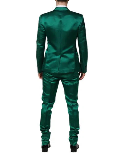 Dolce & Gabbana Green Silk 3 Piece Single Breasted Suit In Green