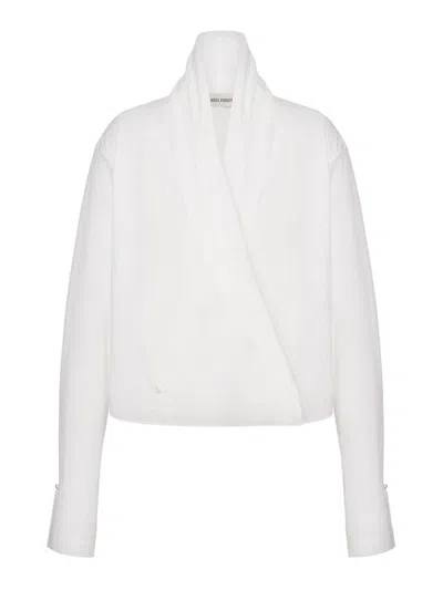 Alberta Ferretti White Cotton Blouse With Wrap Design In White