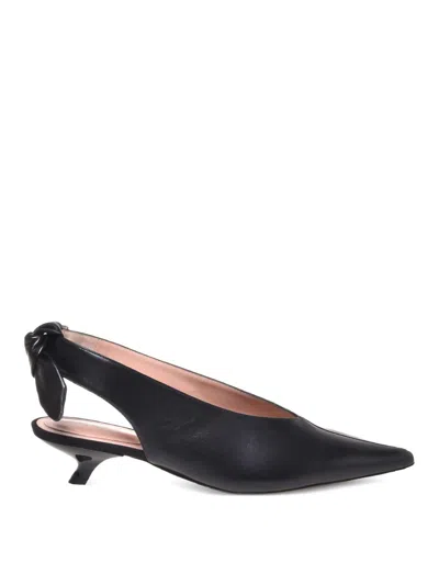 Alberta Ferretti Pointed Toe Slingback Pumps With Bow Detail In Black