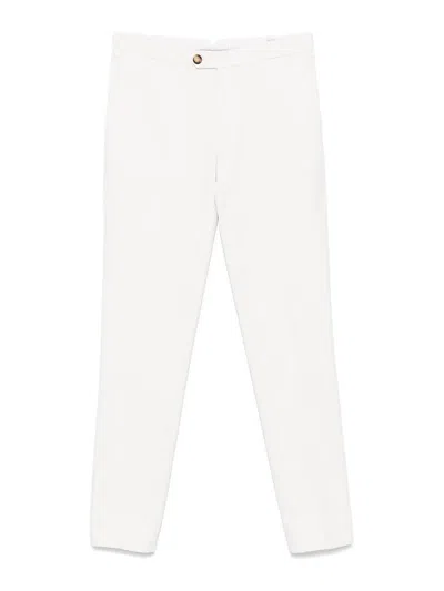 Brunello Cucinelli Tailored White Trousers With Classic Waistband In Neutral