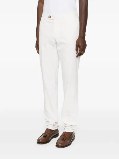 Brunello Cucinelli Tailored White Trousers With Classic Waistband In Neutral