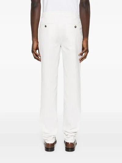 Brunello Cucinelli Tailored White Trousers With Classic Waistband In Neutral