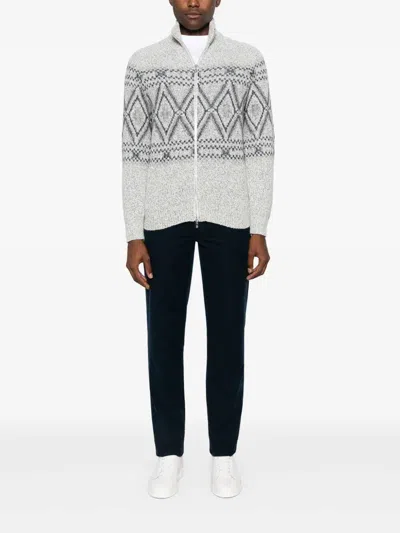 Brunello Cucinelli Italian Fit Trousers In Navy Blue Cotton Corduroy In Blue